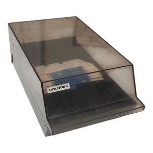 Vintage Rolodex Model VIP 24C Black Smoked Cover Desktop Card File Organizer